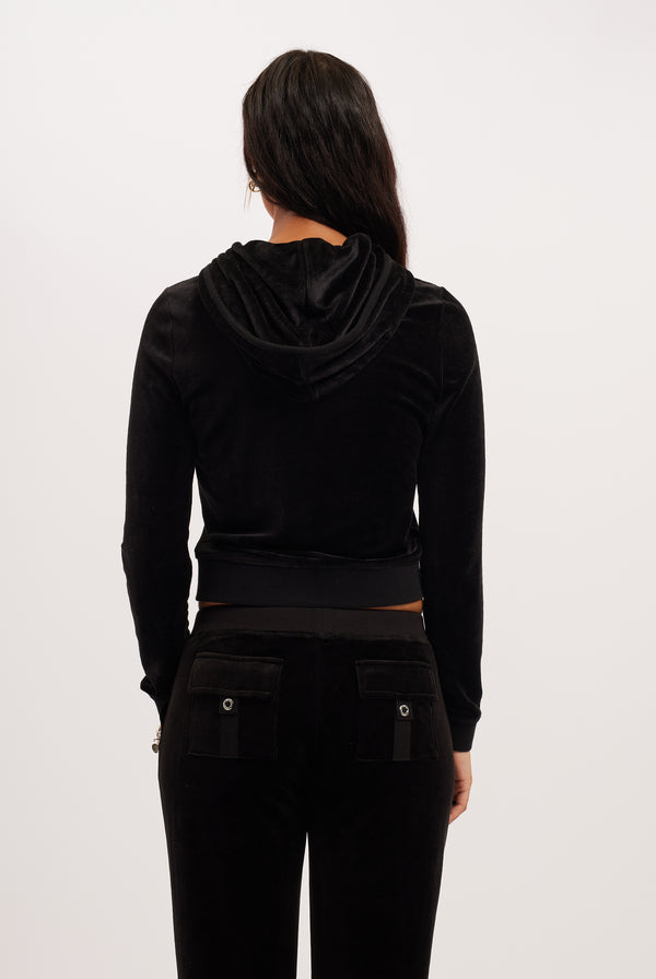 BLACK ULTRA LOW RISE BAMBOO VELOUR HERITAGE POCKETED BOTTOMS