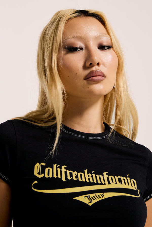 THE ICONS | BLACK 'CALIFREAKINFORNIA' BABY TEE