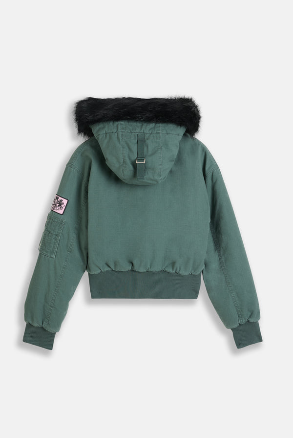 DUCK GREEN TWILL BOMBER JACKET