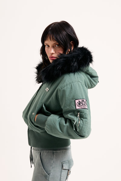 DUCK GREEN TWILL BOMBER JACKET