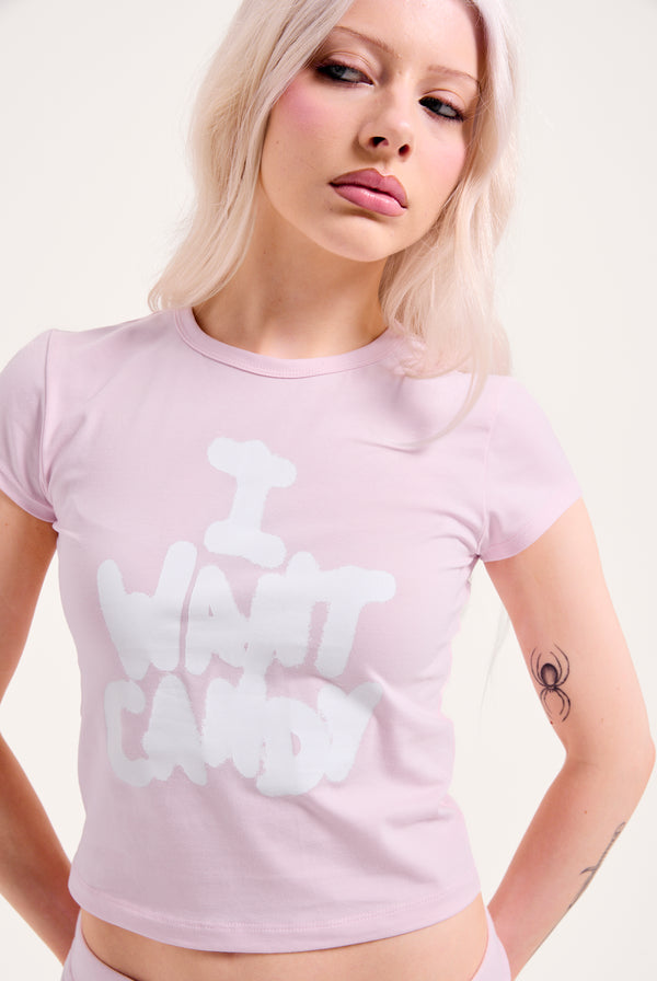 ALMOND BLOSSOM I WANT CANDY BABY TEE