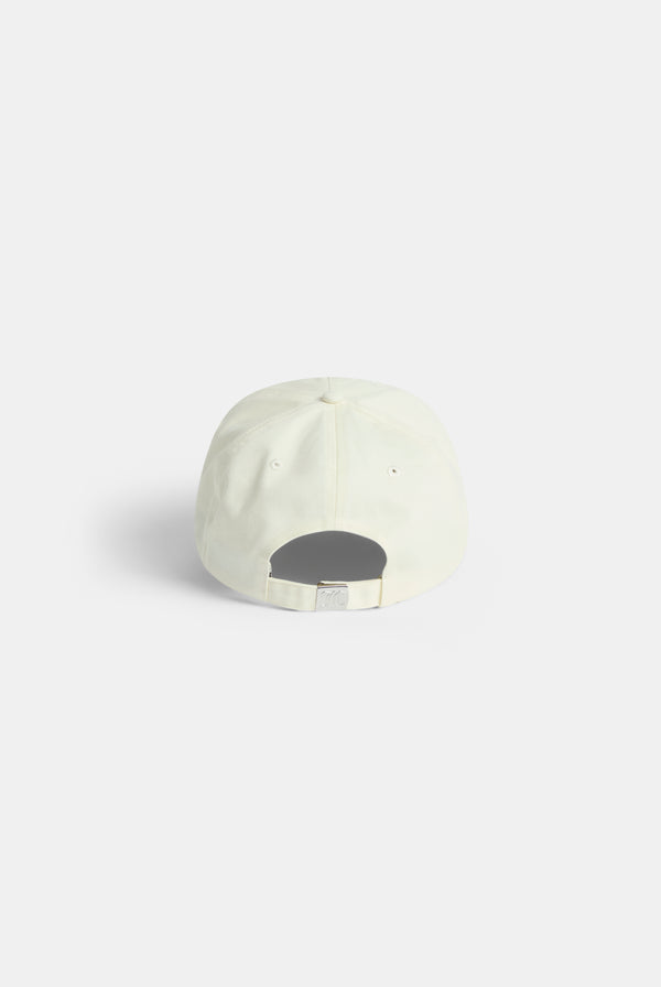 Displays the Ecru Diamanté 'Juicy' branded cotton cap 