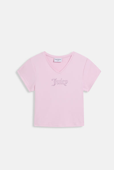 CHERRY BLOSSOM DIAMANTÉ V NECK T-SHIRT