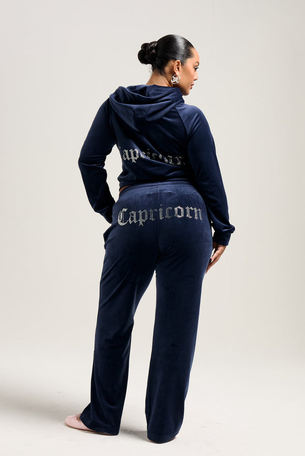 'CAPRICORN' NIGHT SKY VELOUR DIAMANTÉ TRACKSUIT BOTTOM