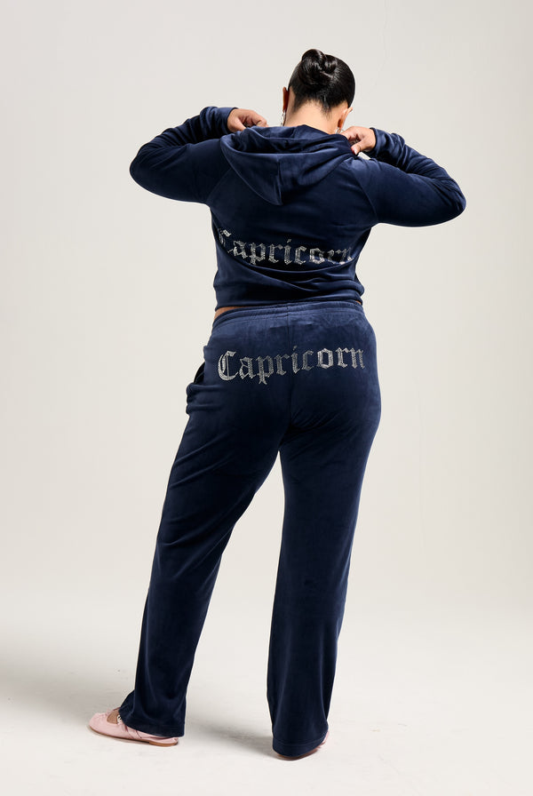 'CAPRICORN' NIGHT SKY VELOUR DIAMANTÉ TRACKSUIT BOTTOM