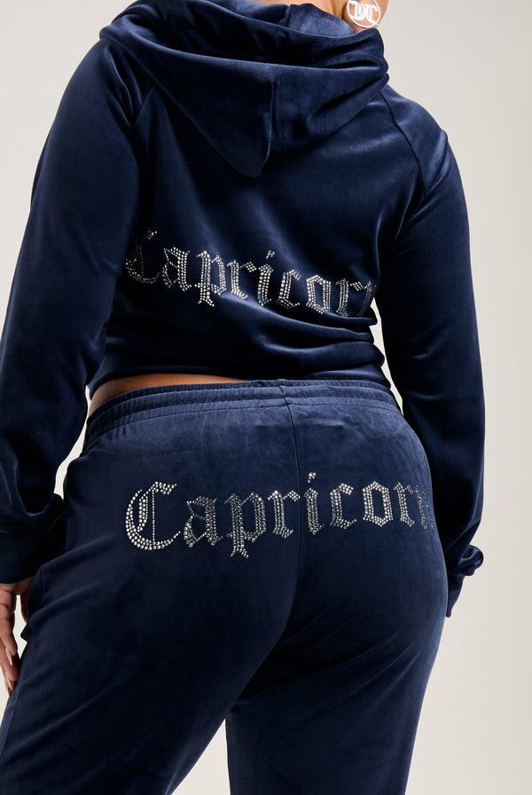 'CAPRICORN' NIGHT SKY VELOUR DIAMANTÉ TRACKSUIT BOTTOM