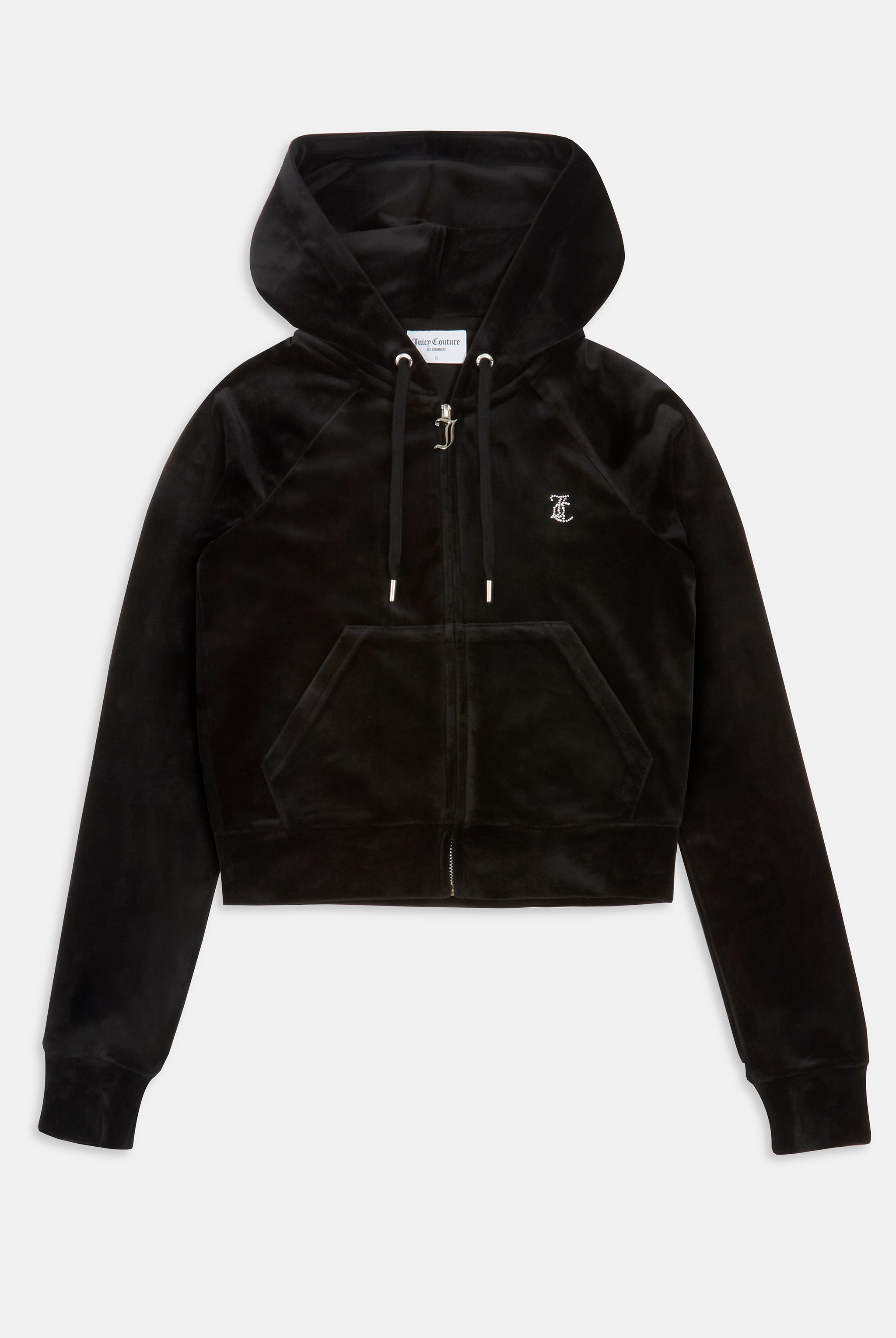 CAPRICORN BLACK DIAMANTE VELOUR ZIP THROUGH HOODIE Juicy Couture UK