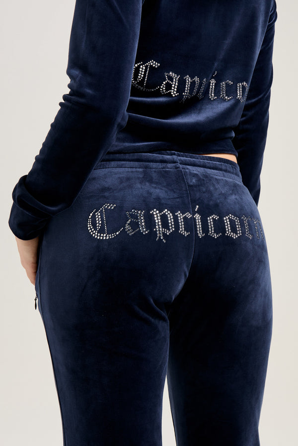 'CAPRICORN' NIGHT SKY VELOUR DIAMANTÉ TRACKSUIT BOTTOM