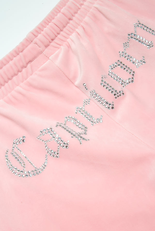 'CAPRICORN' JUICY PINK VELOUR DIAMANTÉ TRACKSUIT BOTTOM