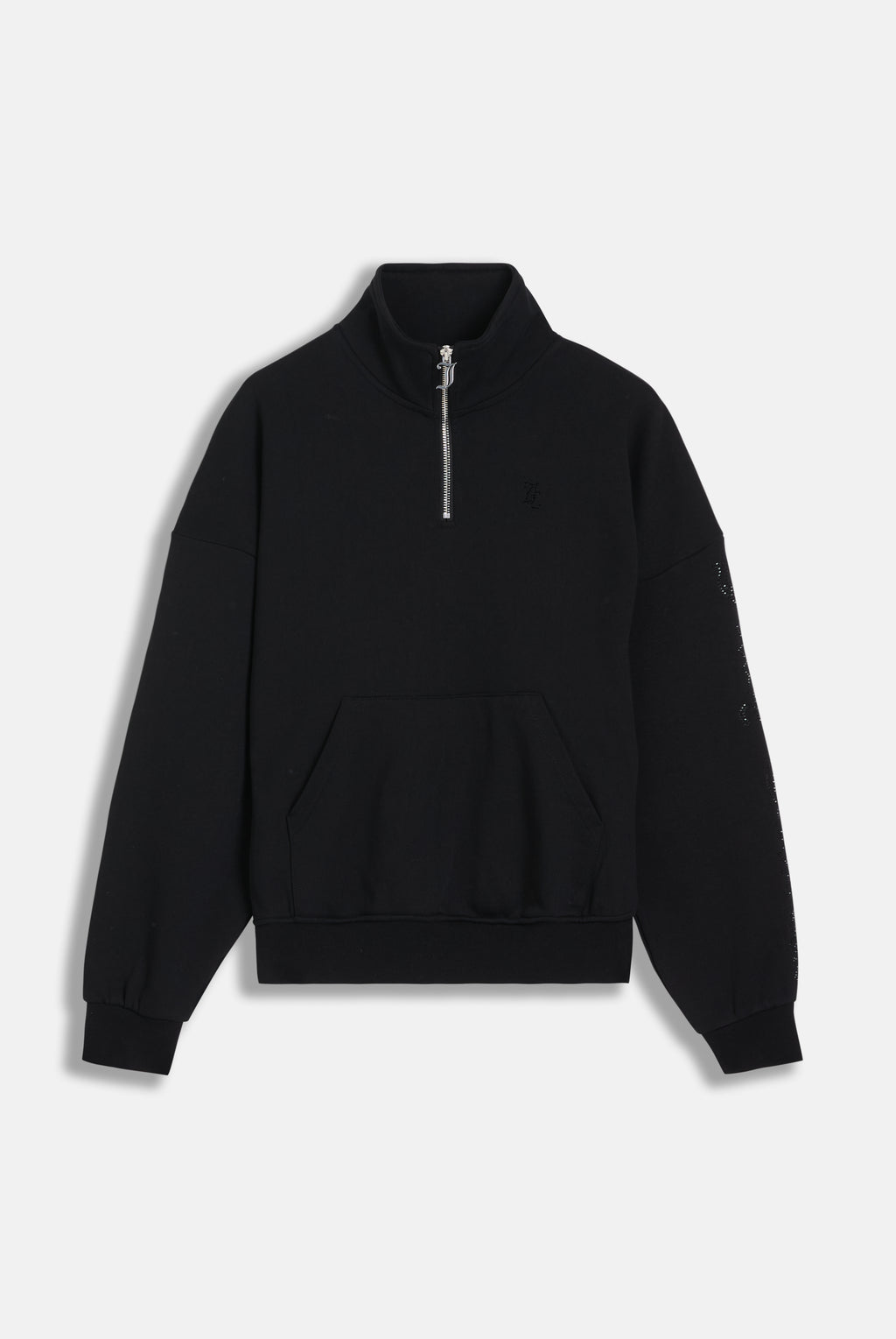 BLACK OVERSIZED QUARTER ZIP DIAMANTE SWEAT
