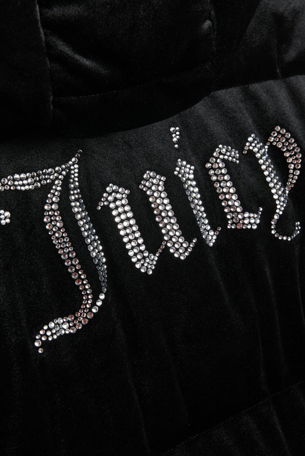 BLACK VELOUR LONGLINE PUFFA JACKET