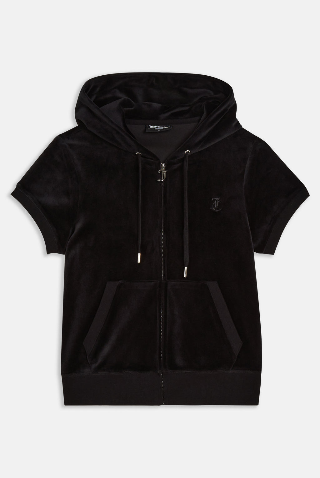 BLACK CLASSIC VELOUR SHORT SLEEVE HOODIE