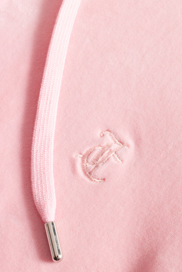 CANDY PINK CLASSIC VELOUR SHORT SLEEVED HOODIE