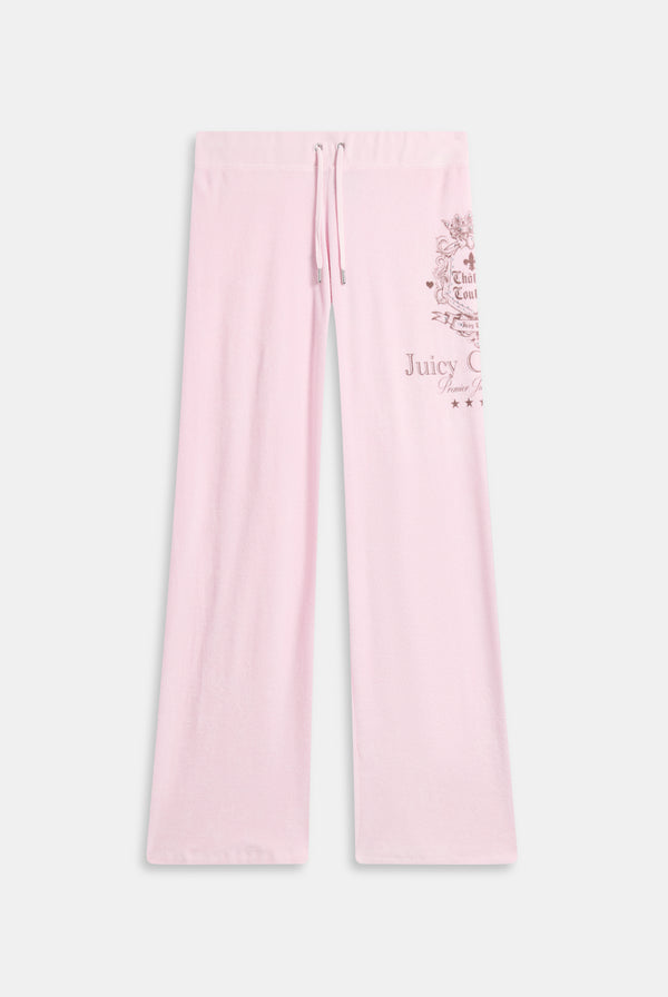 Displays the Cherry Blossom 'Juicy' branded Chateau Terry Towelling Trackpant 