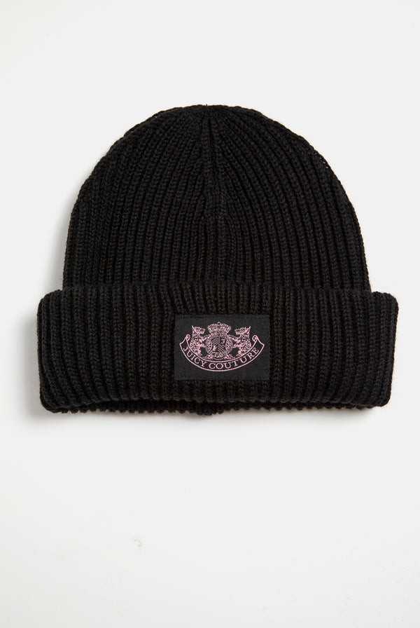 BLACK CREST SCARF / BEANIE SET