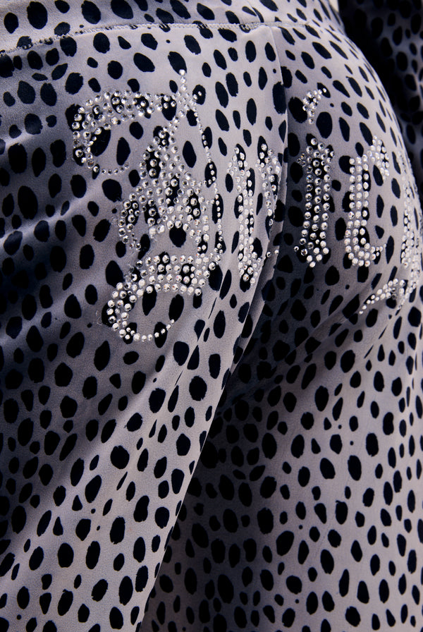 BLACK CHEETAH WIDE LEG CLASSIC VELOUR TRACK PANT