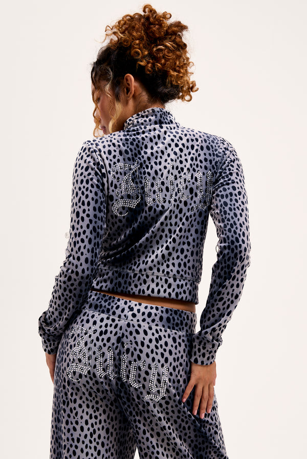 BLACK CHEETAH WIDE LEG CLASSIC VELOUR TRACK PANT