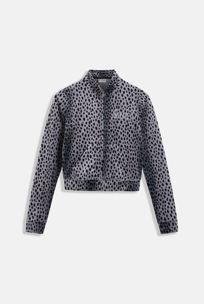 BLACK CHEETAH ZIP-THROUGH VELOUR TRACK TOP