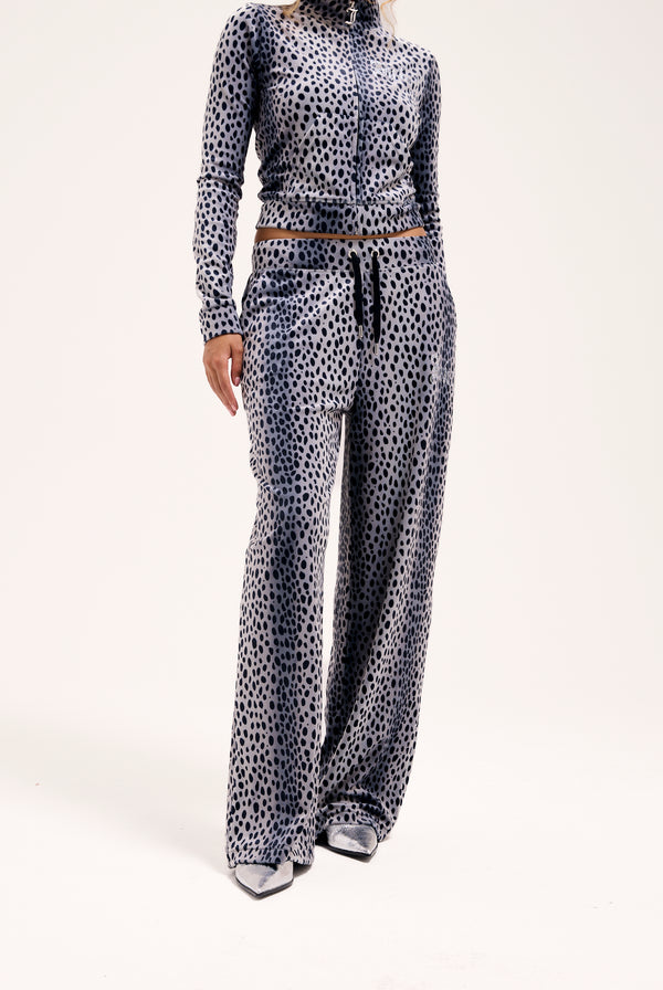 BLACK CHEETAH WIDE LEG CLASSIC VELOUR TRACK PANT