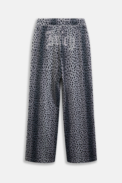 BLACK CHEETAH WIDE LEG CLASSIC VELOUR TRACK PANT