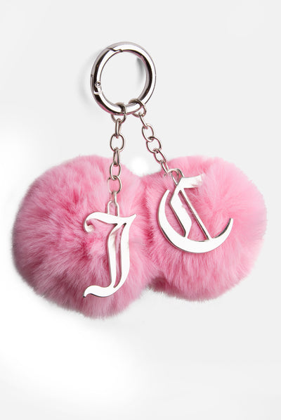 BEGONIA PINK FAUX FUR CHERRY KEY FOB