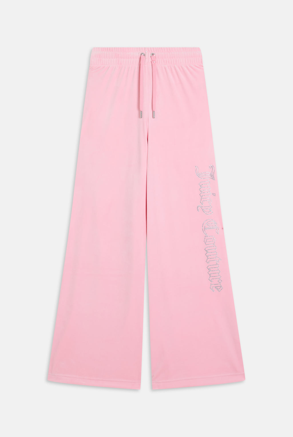 JUICY PINK OUTLINE DIAMANTE WIDE LEG VELOUR TRACK PANT