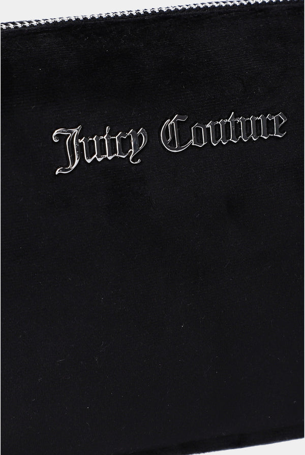 BLACK DIAMANTE VELOUR SHOULDER BAG