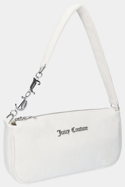 CREAM DIAMANTE VELOUR SHOULDER BAG