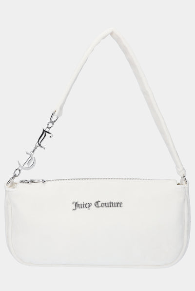 CREAM DIAMANTE VELOUR SHOULDER BAG
