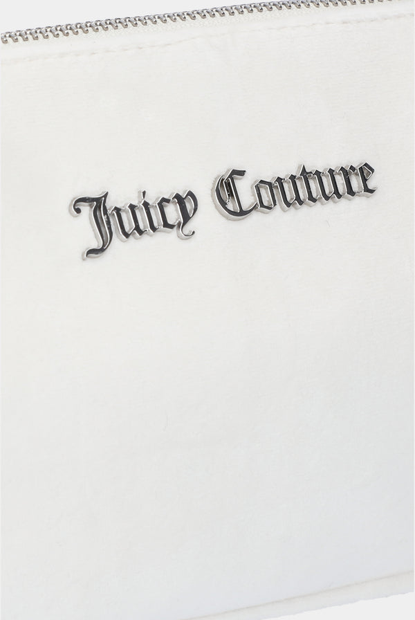 CREAM DIAMANTE VELOUR SHOULDER BAG