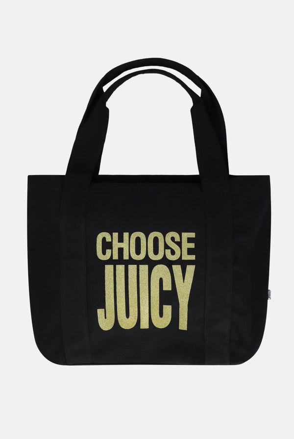 CHOOSE JUICY SLOGAN TOTE BAG