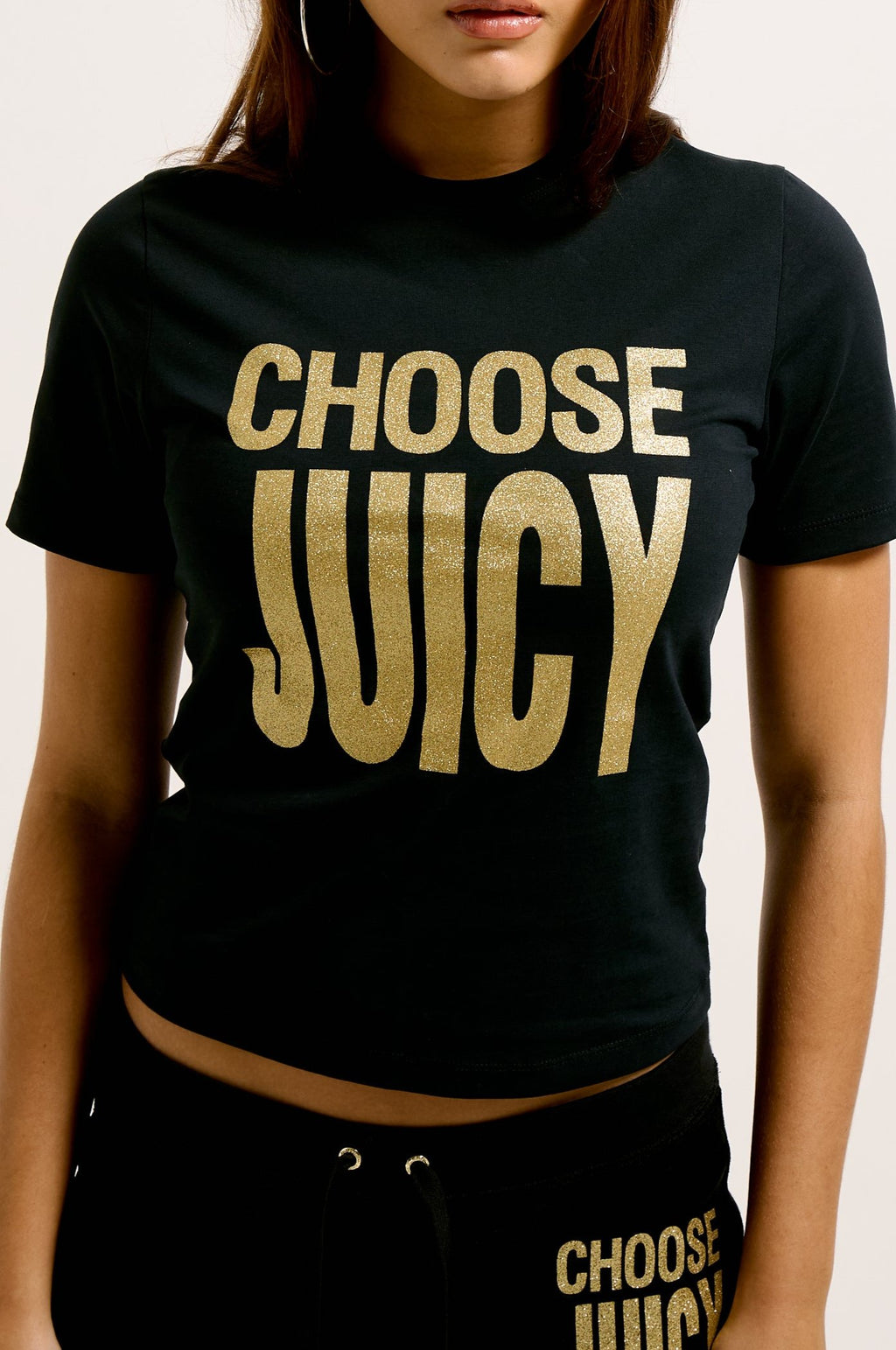 THE ICONS | BLACK 'CHOOSE JUICY' FITTED TEE