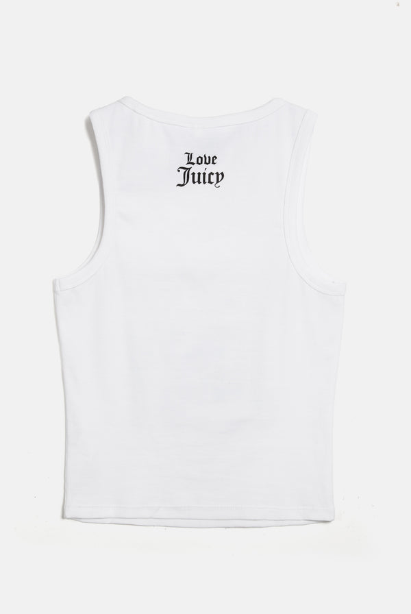 THE ICONS |  WHITE 'CHOOSE JUICY' RIBBED VEST