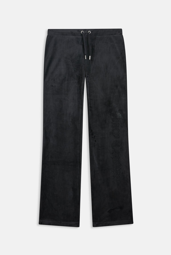 BLACK OUTLINE DIAMANTE CLASSIC VELOUR LOW RISE PANT