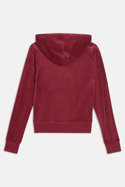 Displays the Tawny Port 'Juicy' branded classic velour Robertson hoodie
