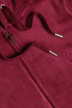 Displays the Tawny Port 'Juicy' branded classic velour Robertson hoodie
