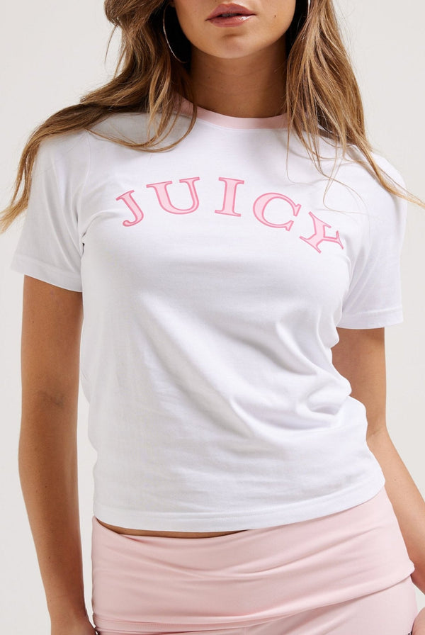 WHITE COLLEGIATE JERSEY GIRLFRIEND TEE