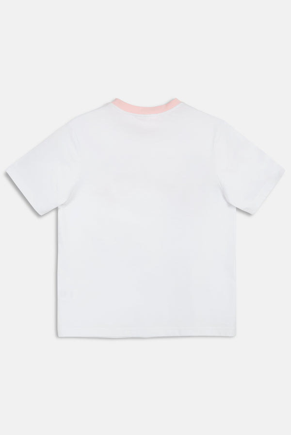 WHITE COLLEGIATE JERSEY GIRLFRIEND TEE