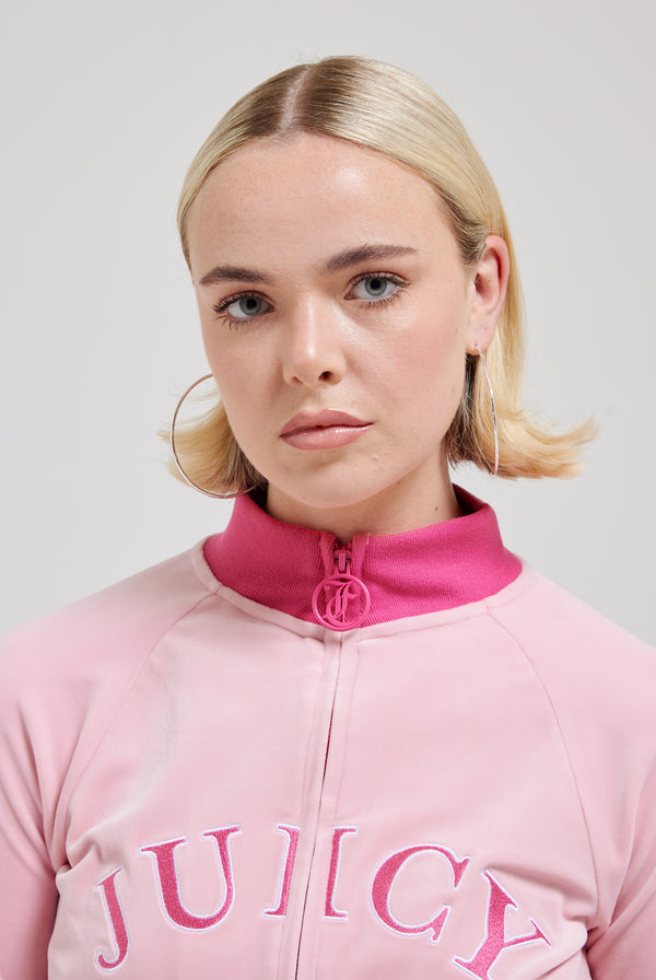 ALMOND BLOSSOM COLLEGIATE RECYCLED VELOUR TRACK TOP