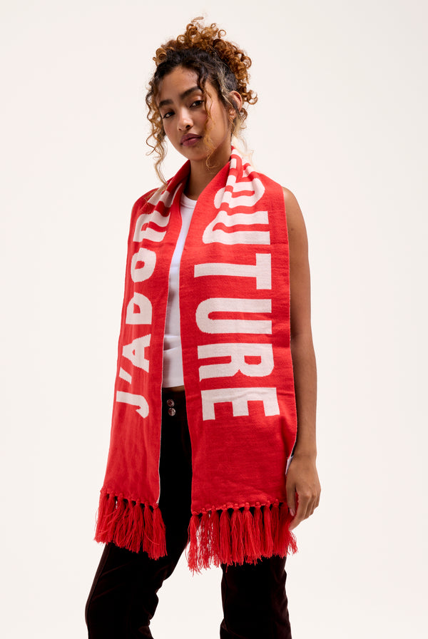 CREAM / CORAL CONTRAST FOOTBALL SCARF