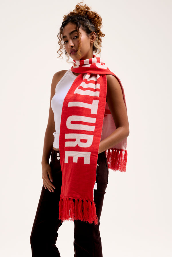 CREAM / CORAL CONTRAST FOOTBALL SCARF