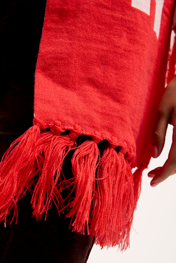 CREAM / CORAL CONTRAST FOOTBALL SCARF