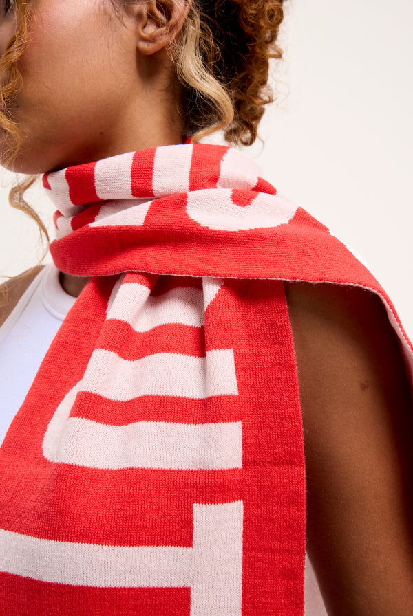 CREAM / CORAL CONTRAST FOOTBALL SCARF