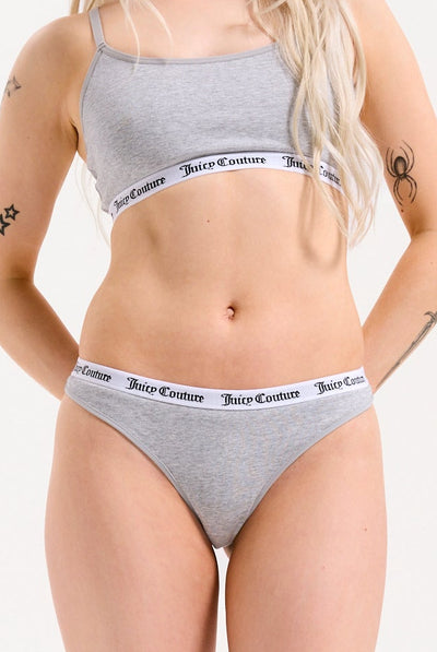 SILVER MARL LOGO COTTON THONG