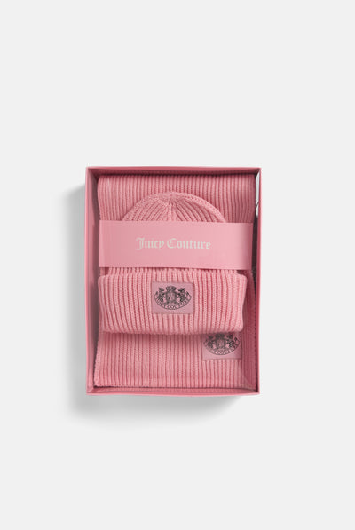 JUICY PINK CREST SCARF / BEANIE SET
