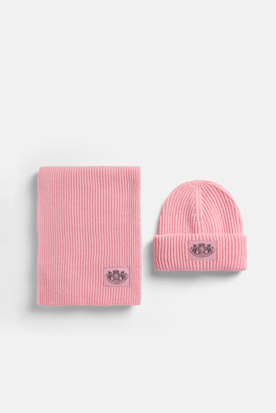 JUICY PINK CREST SCARF / BEANIE SET