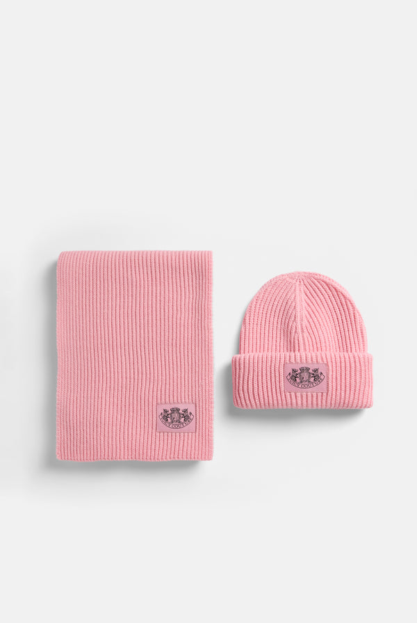 JUICY PINK CREST SCARF / BEANIE SET