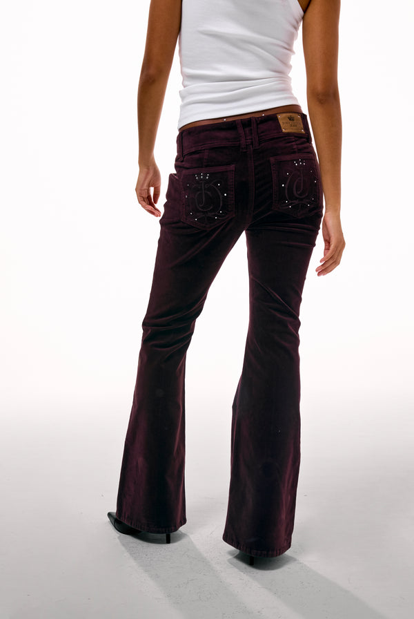 JAVA CREST VELOUR DENIM LOW RISE FLARE JEANS