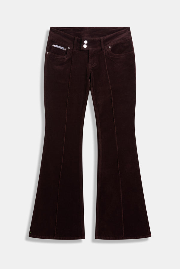 JAVA CREST VELOUR DENIM LOW RISE FLARE JEANS