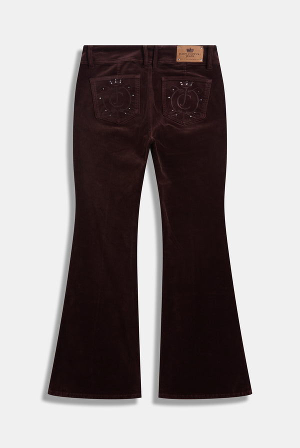 JAVA CREST VELOUR DENIM LOW RISE FLARE JEANS